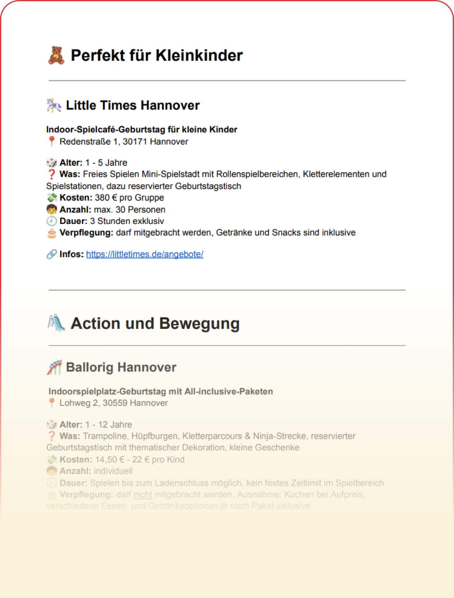 vorschau: guide mit 40+ orten für kindergeburtstage in hannover